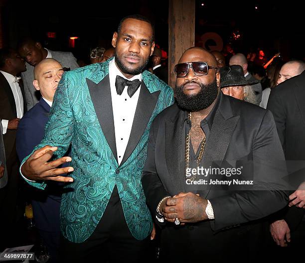 Rapper Rick Ross and NBA Player LeBron James attends GQ & LeBron James NBA All Star Party Sponsored By Samsung Galaxy And Beats at Ogden Museum's...