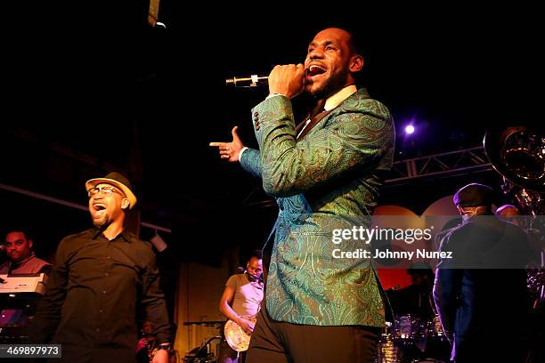 Juvenile and Lebron James perform onstage with The Roots at GQ & LeBron James NBA All Star Party Sponsored By Samsung Galaxy And Beats at Ogden...