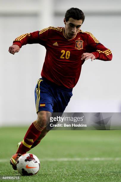 Gorka Zabarte of Spain in action during a U16 Internation match between Spain and Denmark at St Georges Park on February 14, 2014 in...