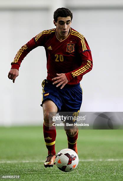 Gorka Zabarte of Spain in action during a U16 Internation match between Spain and Denmark at St Georges Park on February 14, 2014 in...