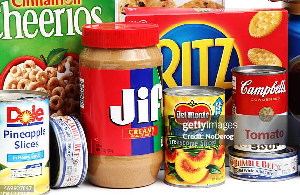 grocery collection - stacked canned food stock pictures, royalty-free photos & images