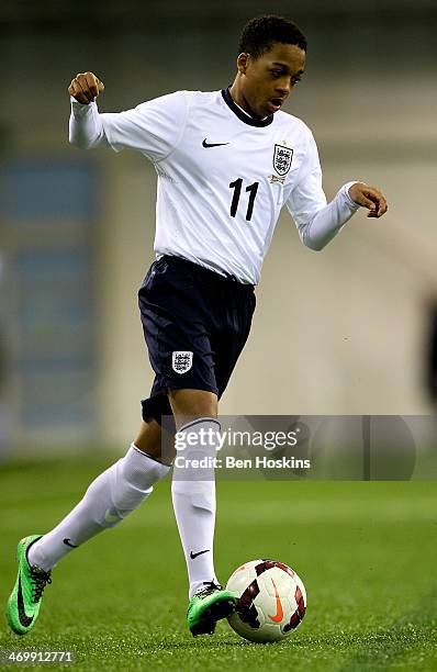 Chris Wilock of England in action during a U16 International match between England and Belgium at St Georges Park on February 14, 2014 in...