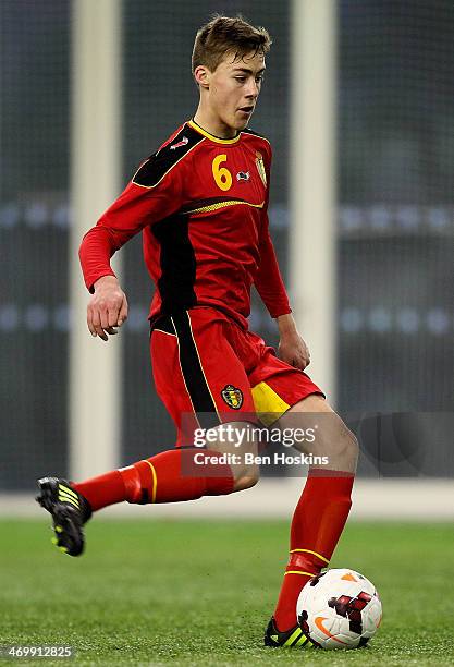 Rubin Seigers of Belgium in action during a U16 International match between England and Belgium at St Georges Park on February 14, 2014 in...