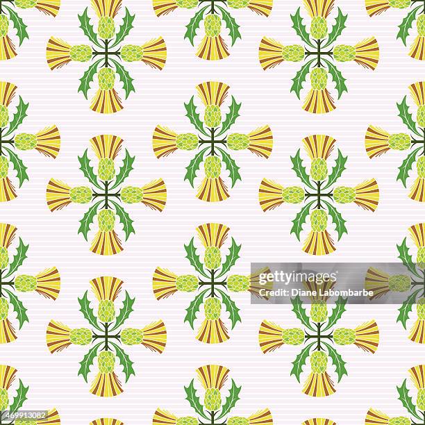 stencil style scottish thistle seamless pattern - thistle vector stock illustrations