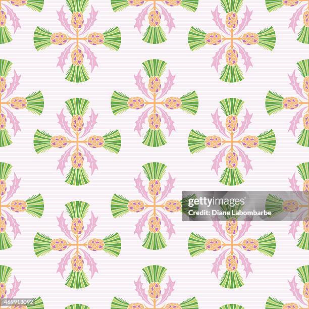 stencil style scottish thistle seamless pattern - thistle vector stock illustrations