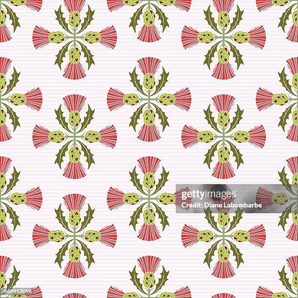 stencil style scottish thistle seamless pattern - thistle vector stock illustrations