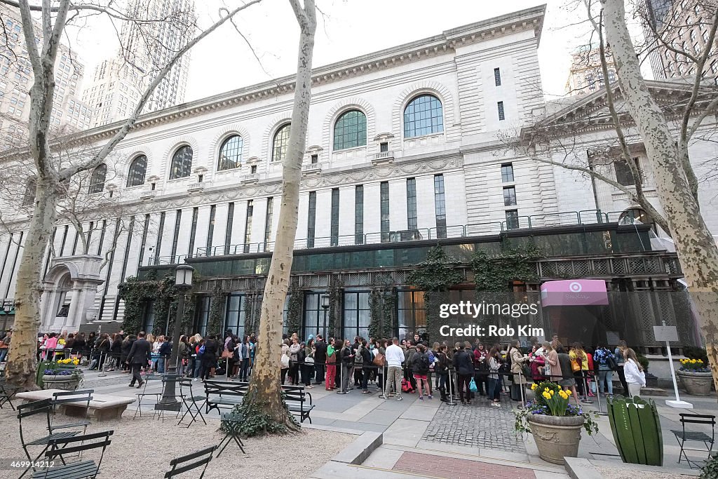 Shoppers Wait On Line For The Opening Of The Lilly Pulitzer For Target Pop Up Shop