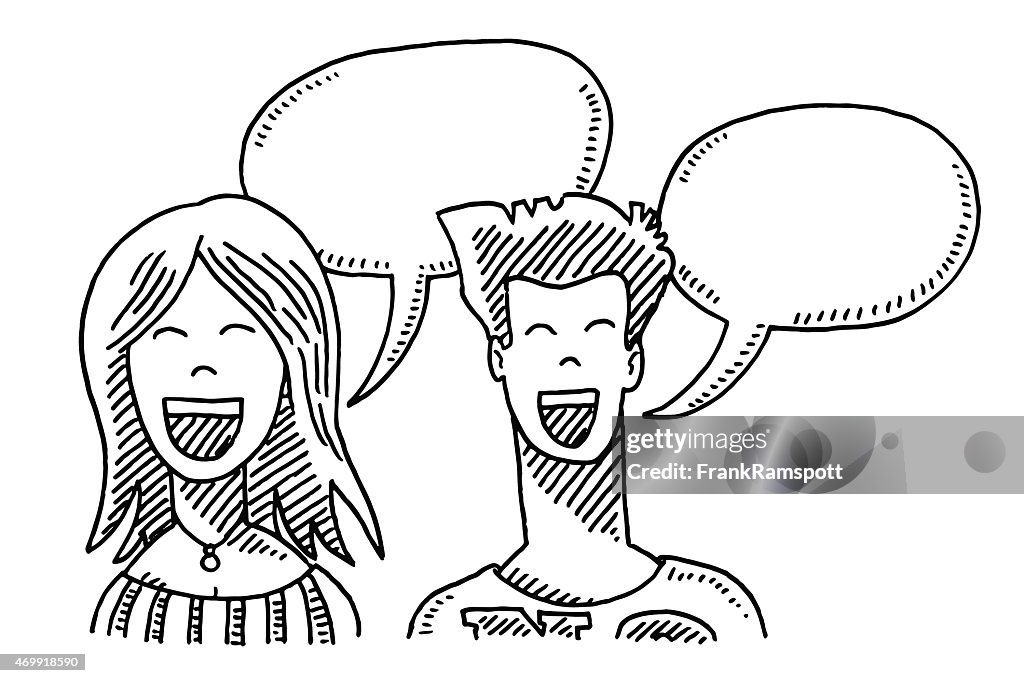 Feliz Pareja Comunicación Dibujo Ilustración de stock - Getty Images