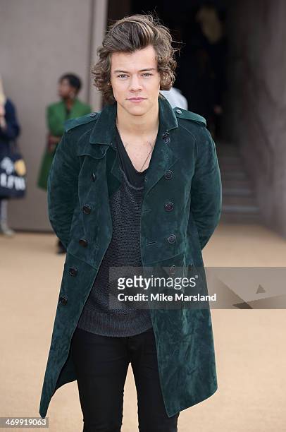Harry Styles attends the Burberry Prorsum show at London Fashion Week AW14 at on February 17, 2014 in London, England.