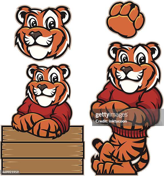 jugendliche tiger - maskottchen stock-grafiken, -clipart, -cartoons und -symbole