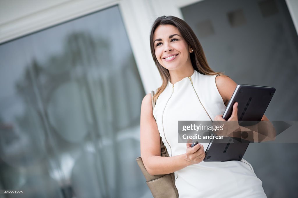 Successful woman on her way to work