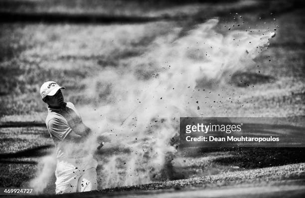 Fabrizio Zanotti of Paraguay hits his third shot on the 11th hole out of the bunker during the Final Round of the Africa Open at East London Golf...