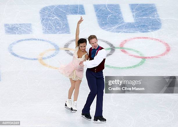 Madison Chock and Evan Bates of the United States compete in the Figure Skating Ice Dance Free Dance on Day 10 of the Sochi 2014 Winter Olympics at...