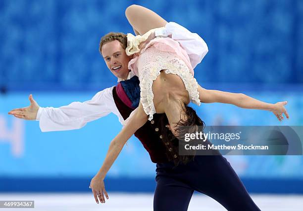 Madison Chock and Evan Bates of the United States compete in the Figure Skating Ice Dance Free Dance on Day 10 of the Sochi 2014 Winter Olympics at...