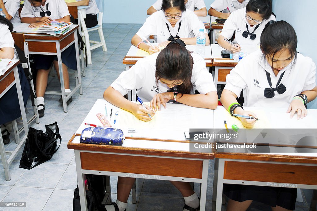 Doing exams in Thai school