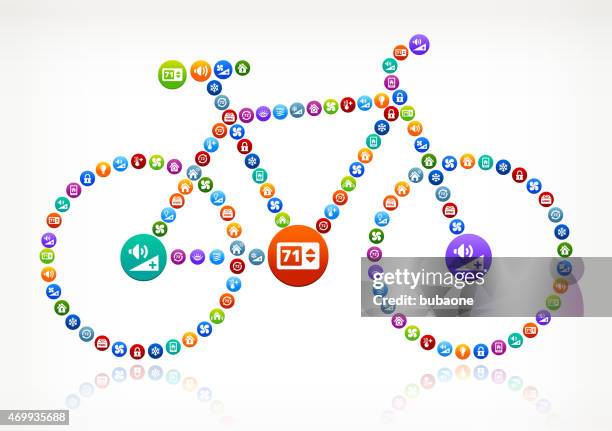 bicycle home automation and security vector graphic - computer screens multiple stock illustrations