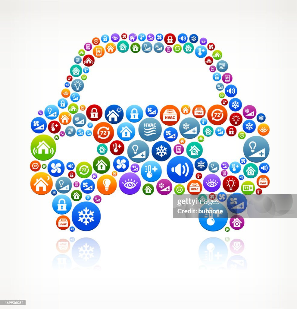 Car Front Home Automation and Security Vector Graphic