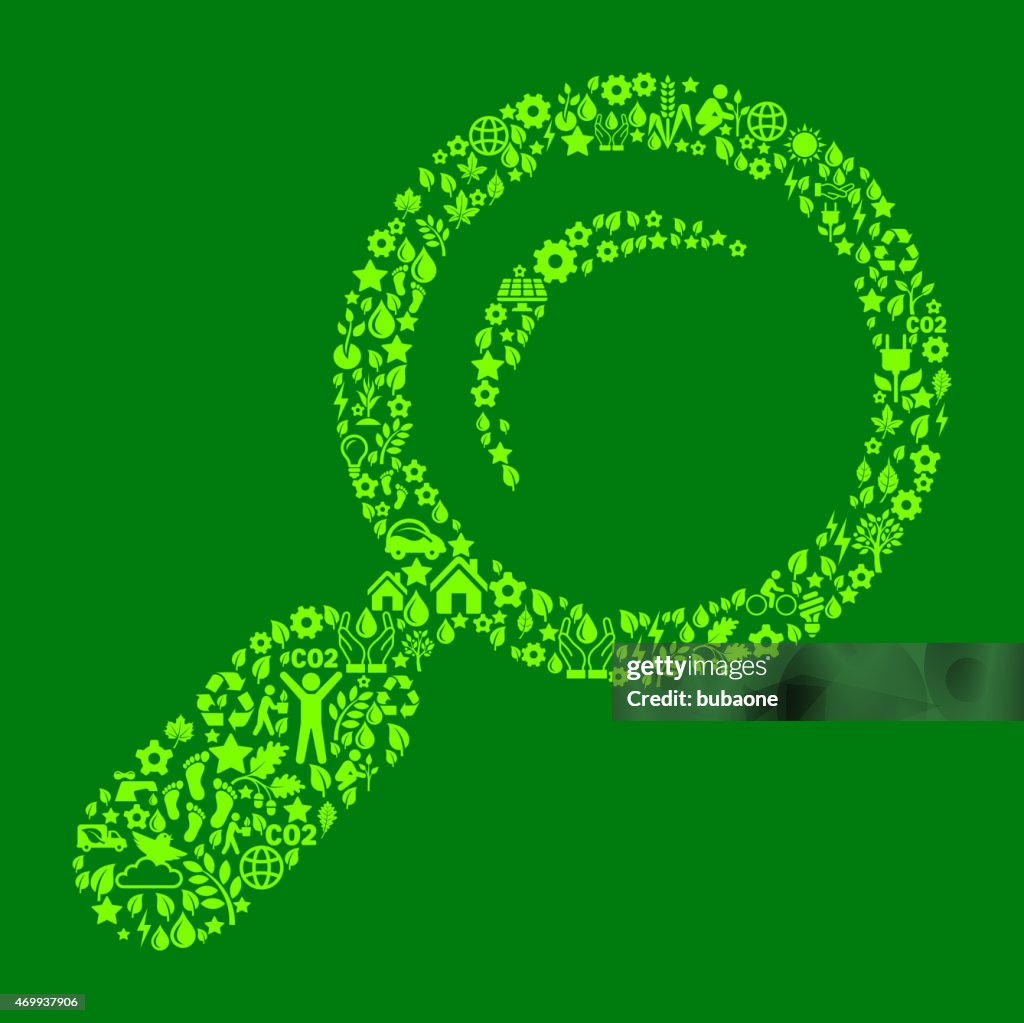 Lupa sobre verde conservación del medio ambiente y la naturaleza icono de diseño