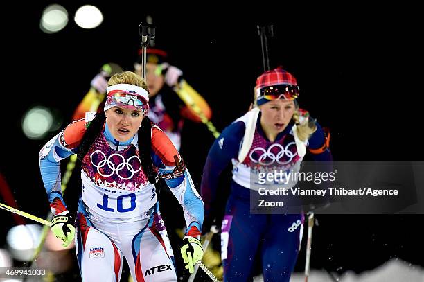 Gabriela Soukalova of the Czech Republic wins silver medal during the Biathlon Women's 12.5km Mass Start at the Laura Cross-country Ski & Biathlon...