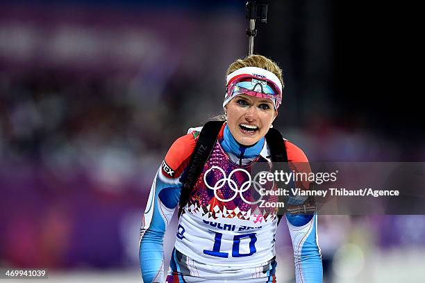 Gabriela Soukalova of the Czech Republic wins silver medal during the Biathlon Women's 12.5km Mass Start at the Laura Cross-country Ski & Biathlon...