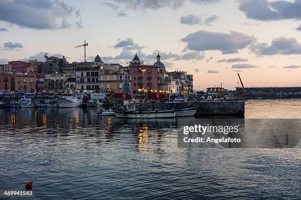 pozzuoli at sunset, bay of naples, italy - isle of capri sunset stock pictures, royalty-free photos & images