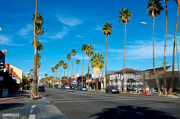 business district street scene, palm springs california, usa - downtown palm springs stock pictures, royalty-free photos & images