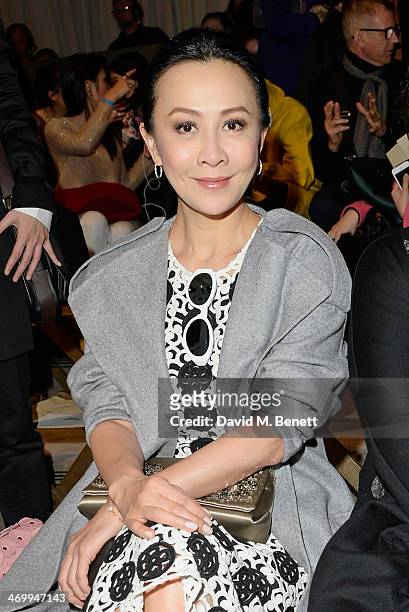 Carina Lau attends the front row at Burberry Womenswear Autumn/Winter 2014 at Kensington Gardens on February 17, 2014 in London, England.