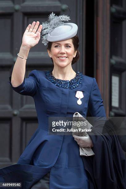 Crown Princess Mary of Denmark attends a reception at Copenhagen Town Hall, for the 75th Birthday of Queen Margrethe II of Denmark on April 16, 2015...