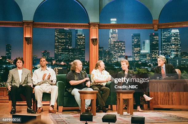 Episode 967 -- Pictured: Olympic athletes Bruce Jenner and Dan O'Brien with musicians David Crosby, Stephen Stills and Graham Nash during an...