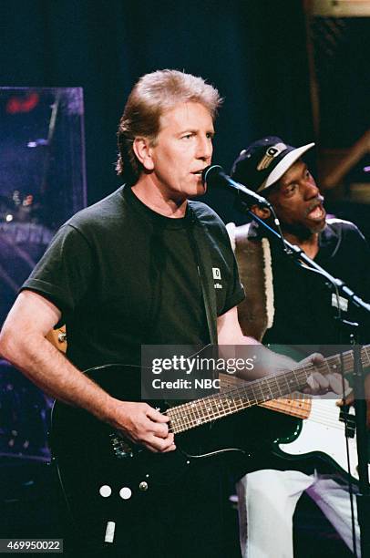 Episode 967 -- Pictured: Graham Nash of the musical guest Crosby, Stills & Nash performs on August 7, 1996 --