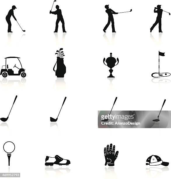 golf icon set - golf bag stock illustrations