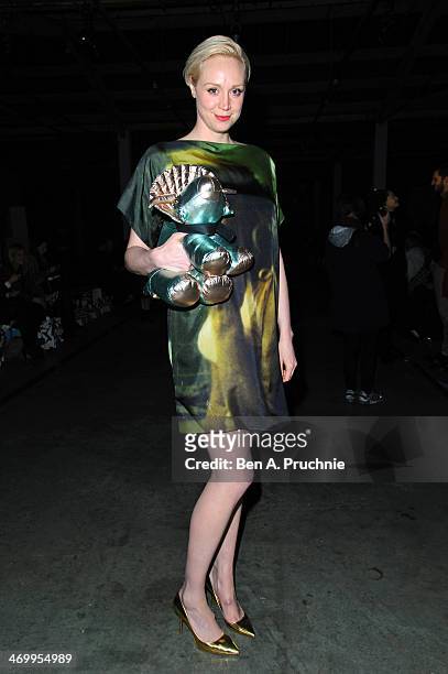 Gwendoline Christie attends the Giles show at London Fashion Week AW14 at on February 17, 2014 in London, England.