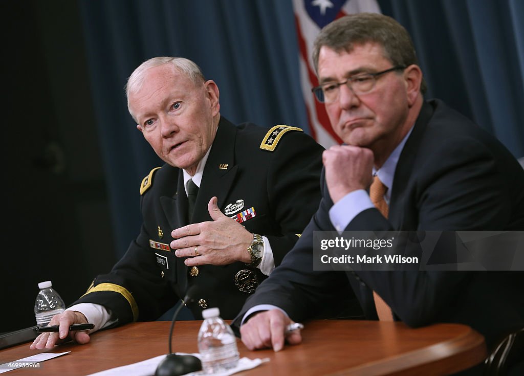 Defense Secretary Ashton Carter And Joint Chiefs Of Staff Dempsey Hold Pentagon Briefing