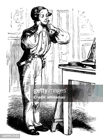 Victorian man getting dressed Victorian man getting dressed