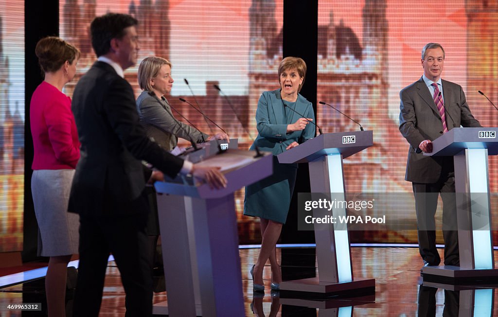 Five Leaders Of Britain's Political Parties Join Televised Debate