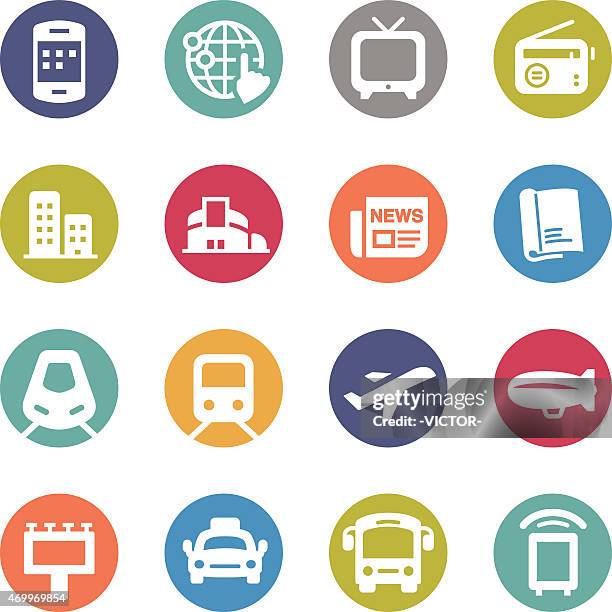 advertising media icons - circle series - paris metro stock illustrations