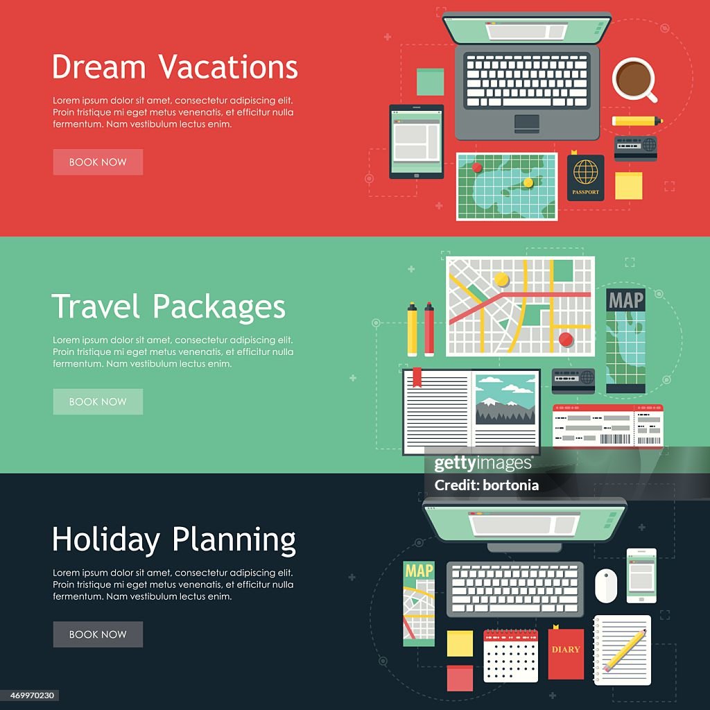 Travel Planning Vector Web Banner Set