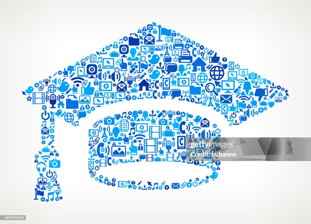 Graduation Cap On Vector Technology Pattern Background High-Res Vector ...