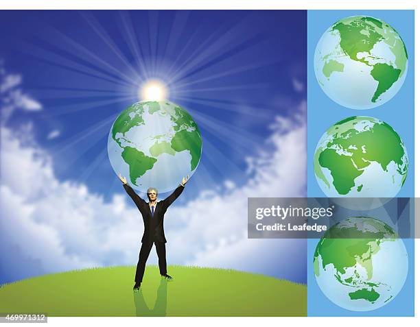 earth day background[lifting the earth] - translucent balloon stock illustrations