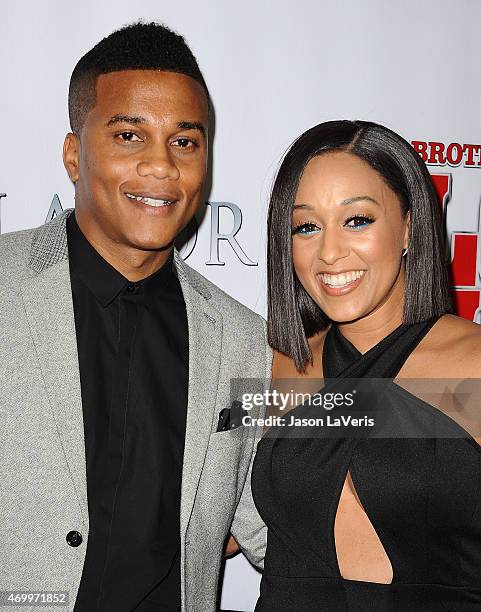 Actor Cory Hardrict and actress Tia Mowry attend the premiere of "Brotherly Love" at SilverScreen Theater at the Pacific Design Center on April 13,...