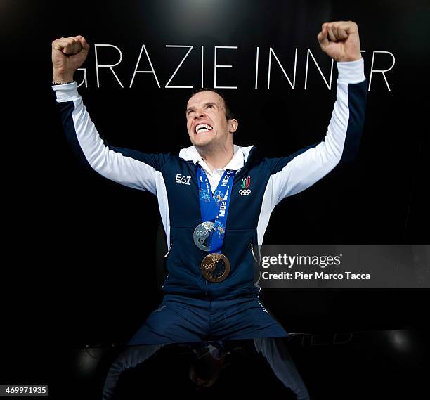 Christof Innerhofer of Italy attends a press conference at Armani Hotel on February 17, 2014 in Milan, Italy.