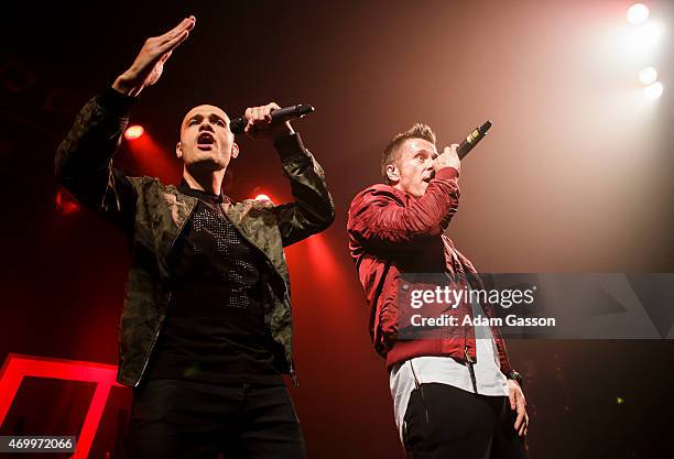 Sean Conlon and Ritchie Neville of 5IVE perform on stage at O2 Academy Bristol on April 16, 2015 in Bristol, United Kingdom.