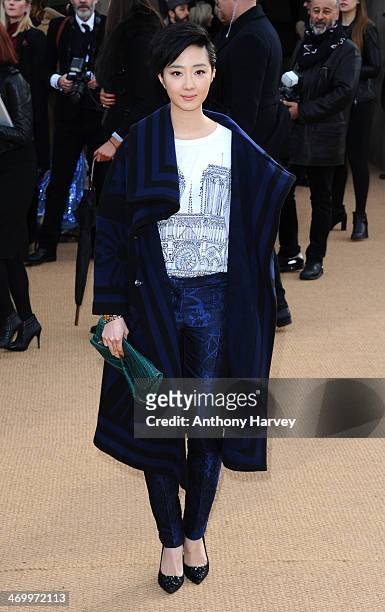 Guey Lun-Mei attends the Burberry Prorsum show at London Fashion Week AW14 at Kensington Gardens on February 17, 2014 in London, England.