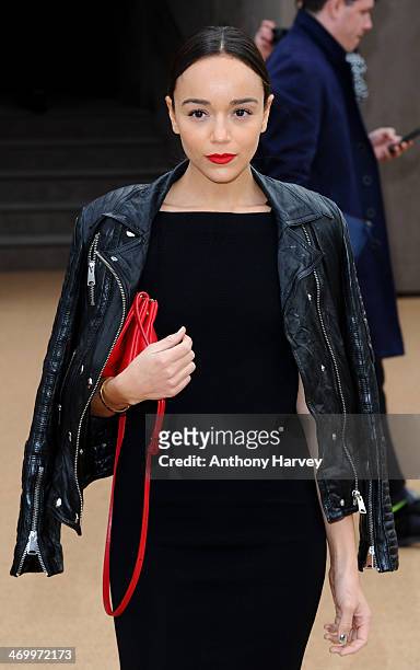 Ashley Madekwe attends the Burberry Prorsum show at London Fashion Week AW14 at Kensington Gardens on February 17, 2014 in London, England.