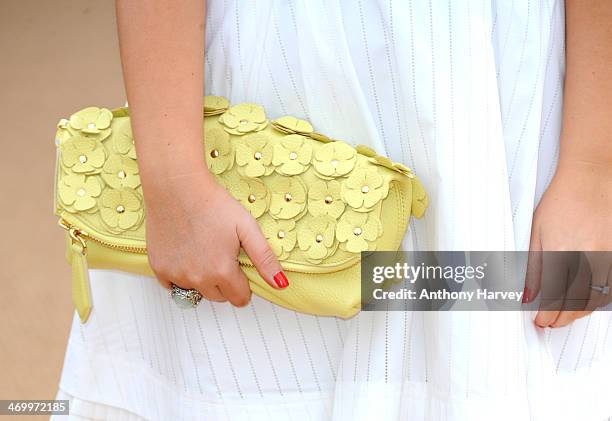 Tanya Burr attends the Burberry Prorsum show at London Fashion Week AW14 at Kensington Gardens on February 17, 2014 in London, England.