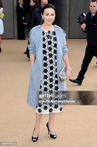 Carina Lau attends the Burberry Prorsum show at London Fashion Week AW14 at Kensington Gardens on February 17, 2014 in London, England.