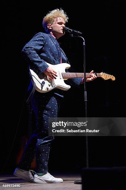 Tristan Brusch performs as support to Die Orsons at Huxleys Neue Welt on April 16, 2015 in Berlin, Germany.