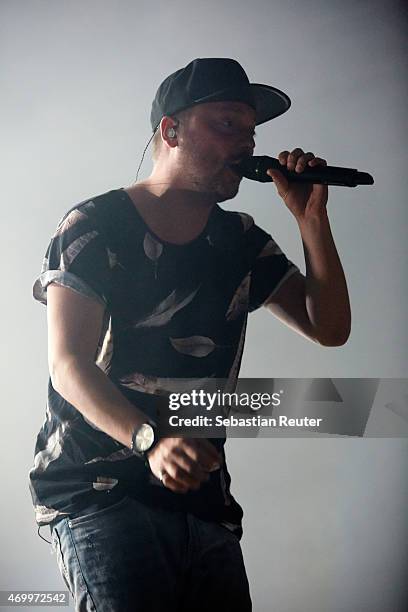 Bartek of Die Orsons performs at Huxleys Neue Welt on April 16, 2015 in Berlin, Germany.