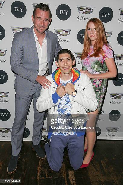 Actors Barry Sloane, screenwriter Max Landis and actress Katy O'Grady attend the IVY Los Angeles innovator dinner presented by Cadillac and IVY at...