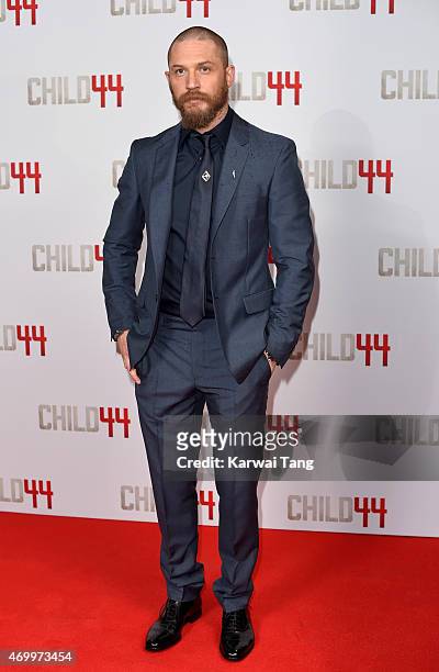 Tom Hardy attends the UK Premiere of "Child 44" at Vue West End on April 16, 2015 in London, England.